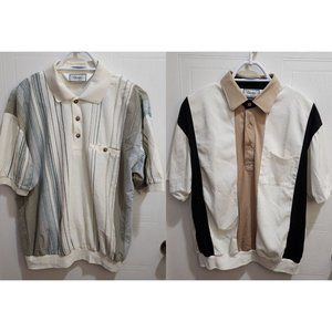 2x Classics by Palmland Striped Short Sleeve Polo‎ Golf Shirts Size Large